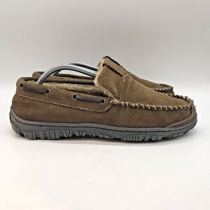 Clarks Sherpa Lined Suede Moccasin Slippers 909115 Men's 10M Brown Comfort Shoes